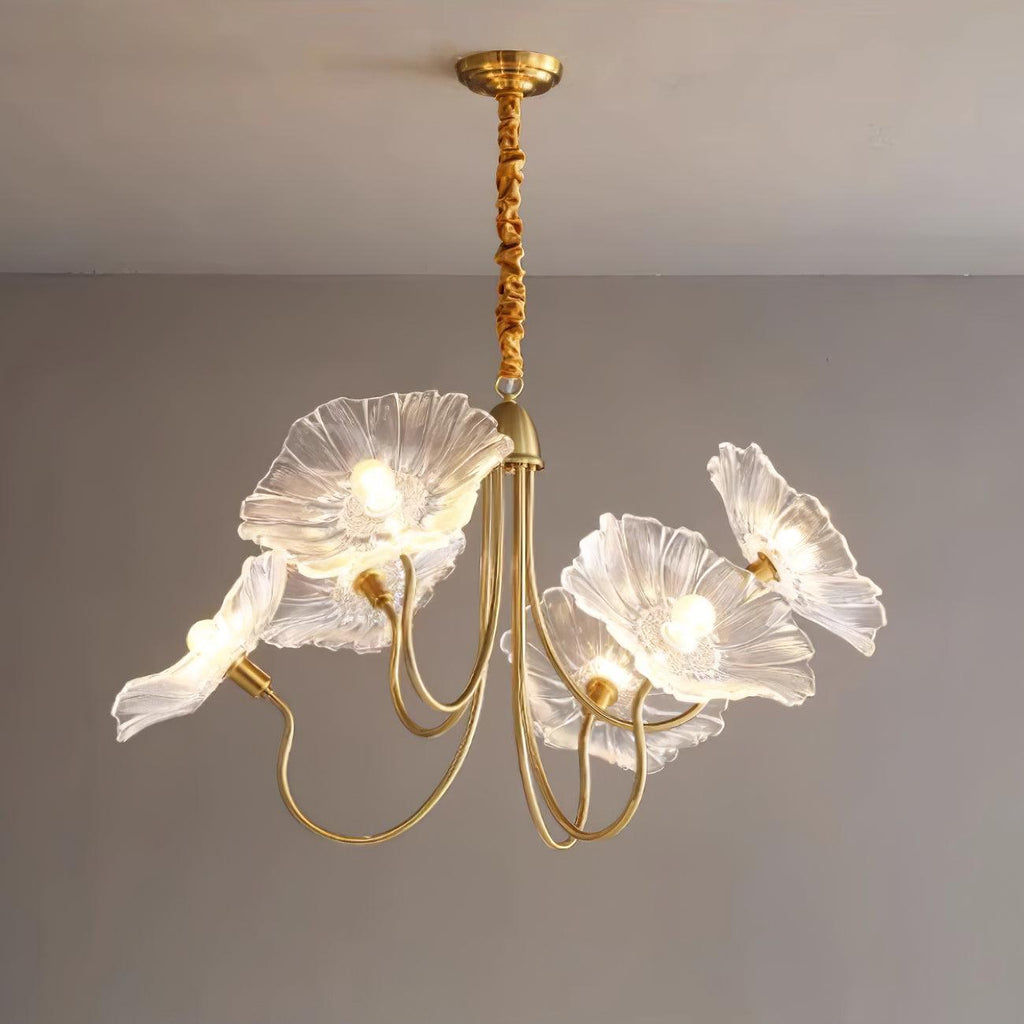 Kronleuchter aus Muranoglas mit Blüten — mattiertes blattförmiges Design