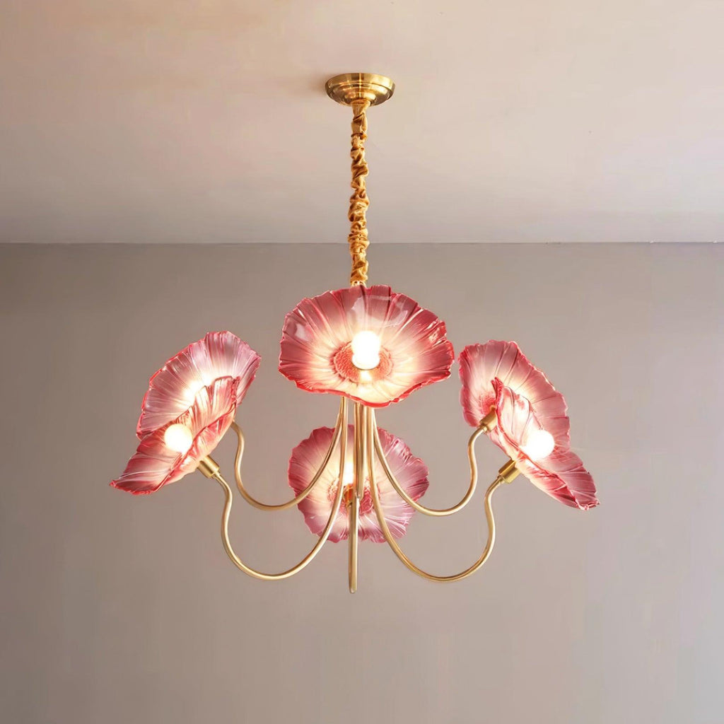 Kronleuchter aus Muranoglas mit Blüten — mattiertes blattförmiges Design