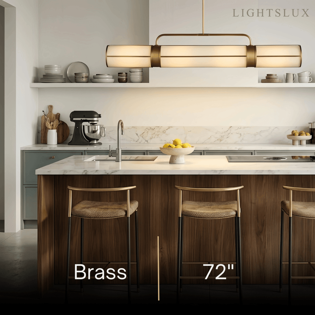 Modern Industrial Linear Pendant Light Milk Acrylic Metal for Kitchen - Flindria