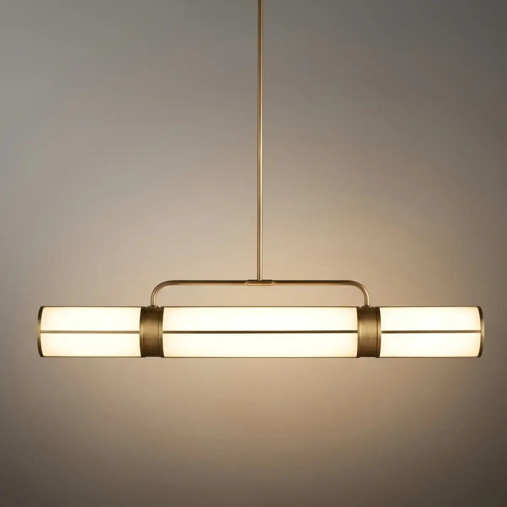 Modern Industrial Linear Pendant Light Milk Acrylic Metal for Kitchen - Flindria