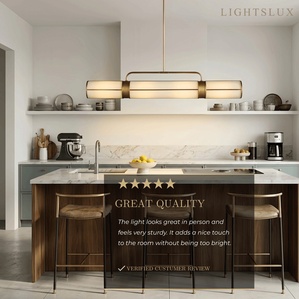 Modern Industrial Linear Pendant Light Milk Acrylic Metal for Kitchen - Flindria