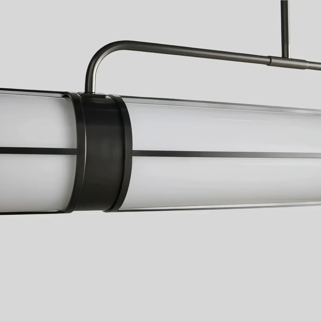 Modern Industrial Linear Pendant Light Milk Acrylic Metal for Kitchen - Flindria