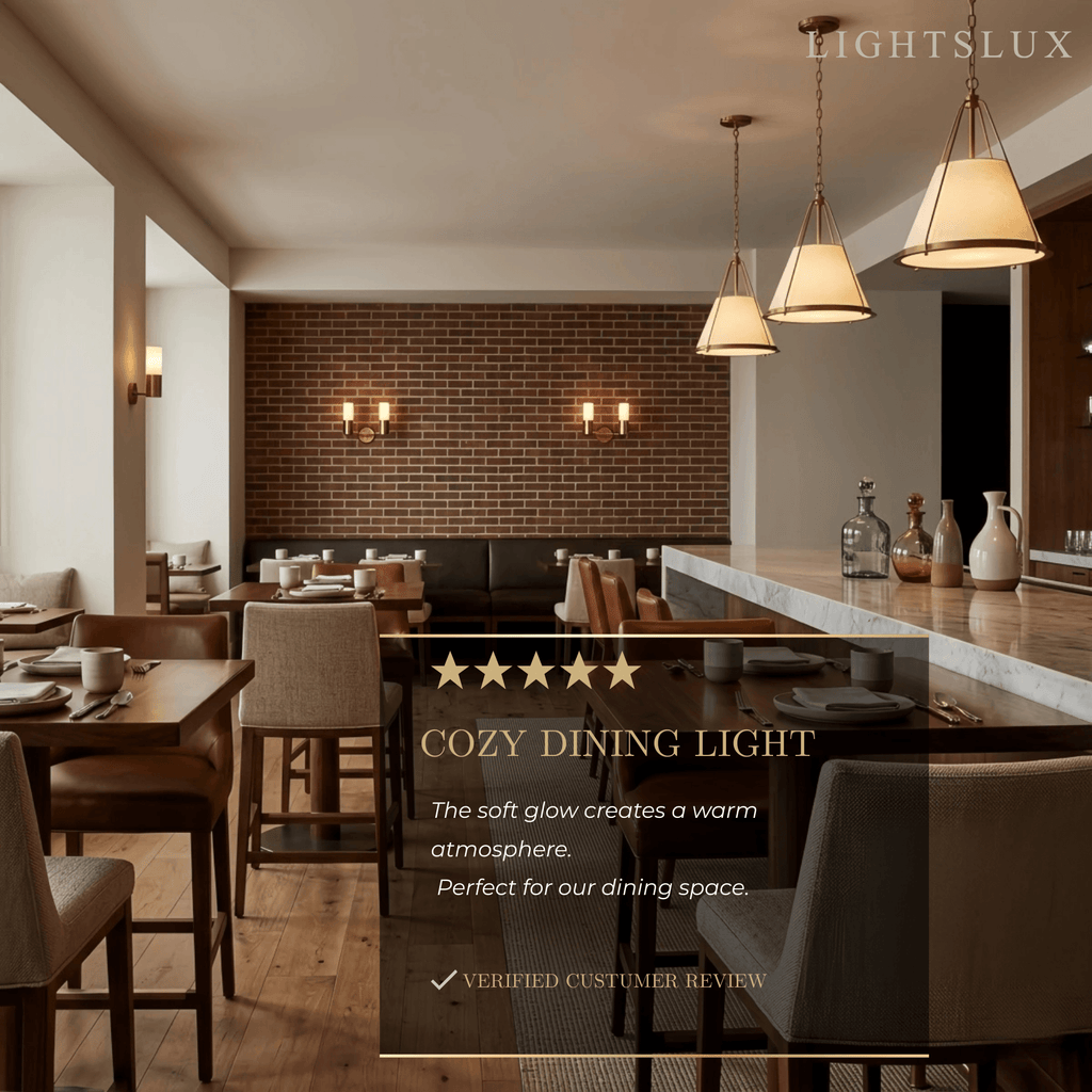 Modern Contemporary Pendant Light -- Fabric & Brass-like Metal for Dining Room - Flindria