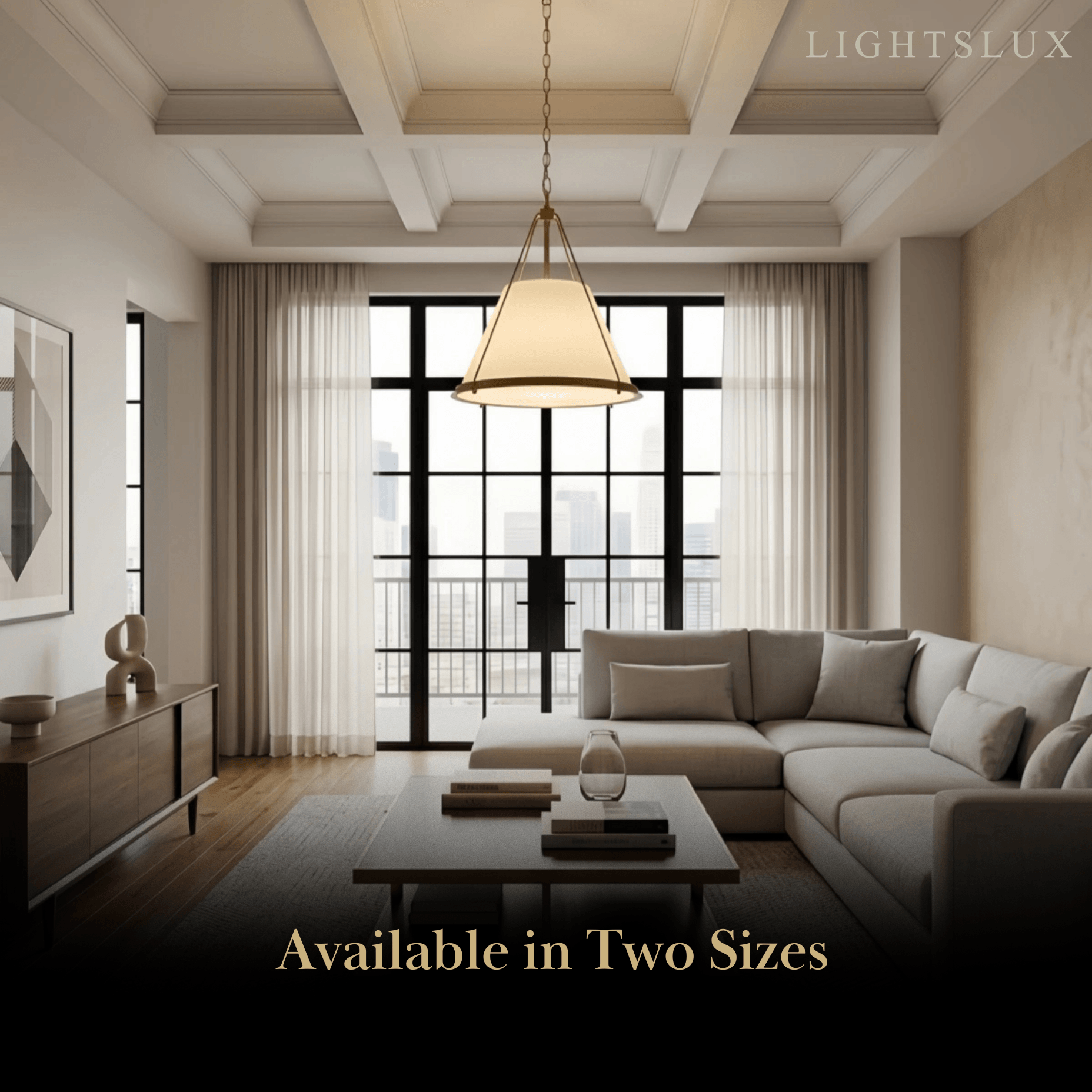 Modern Contemporary Pendant Light -- Fabric & Brass-like Metal for Dining Room - Flindria
