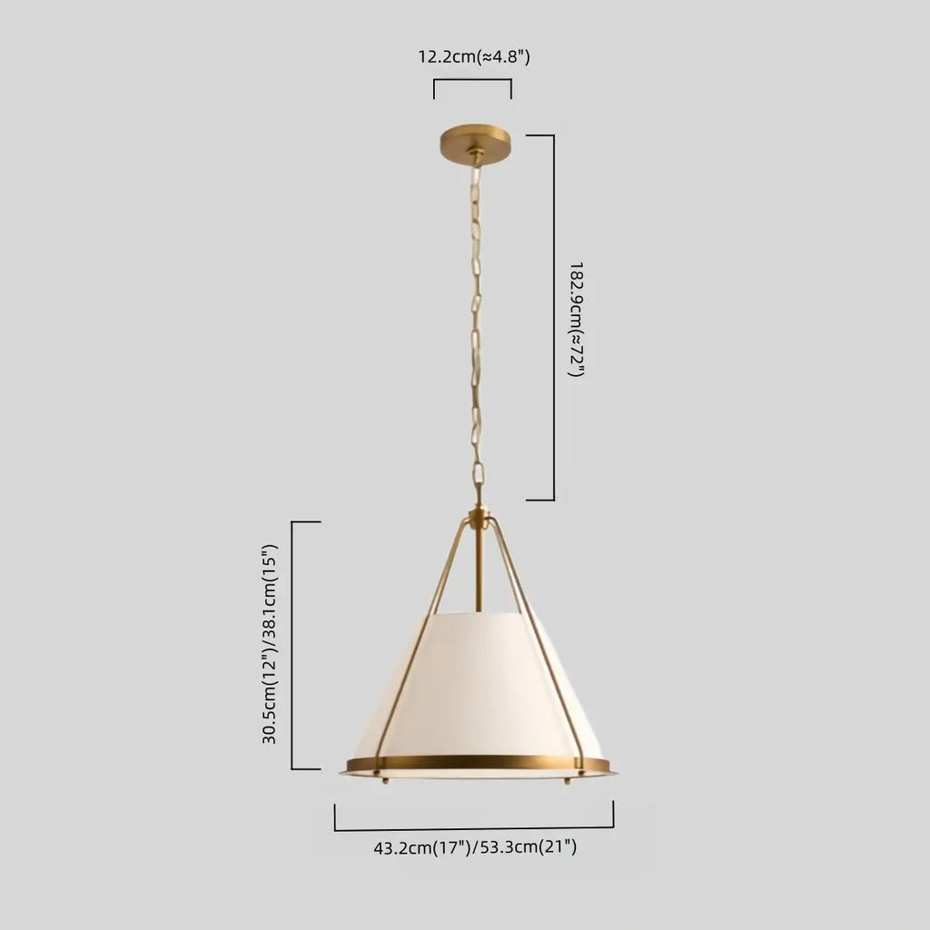 Modern Contemporary Pendant Light -- Fabric & Brass-like Metal for Dining Room - Flindria