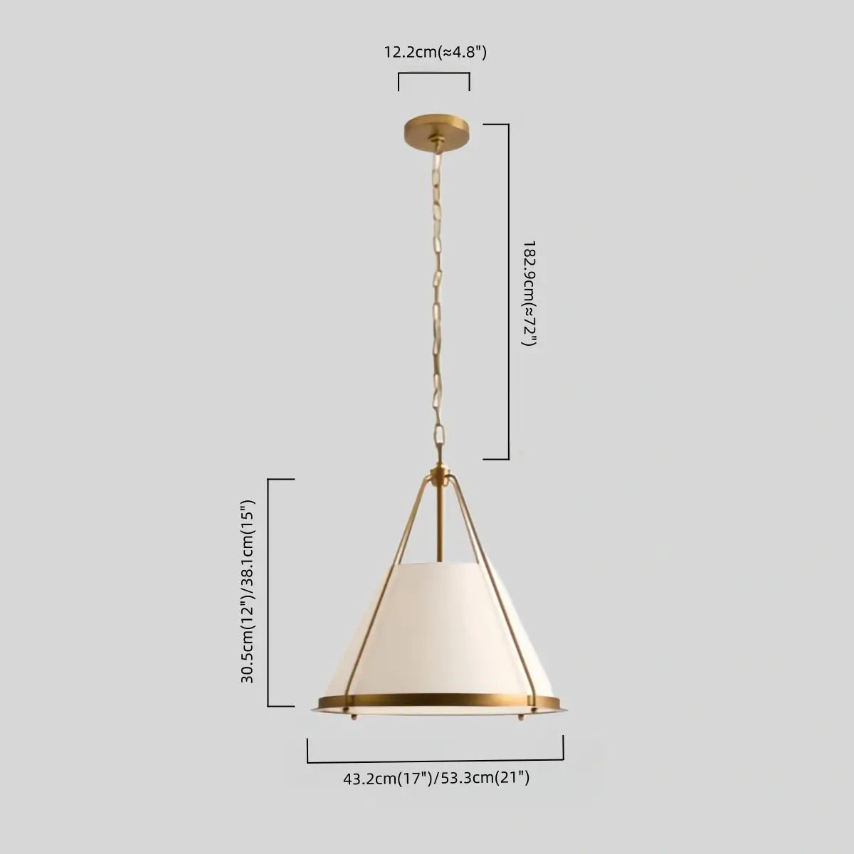 Modern Contemporary Pendant Light -- Fabric & Brass-like Metal for Dining Room - Flindria