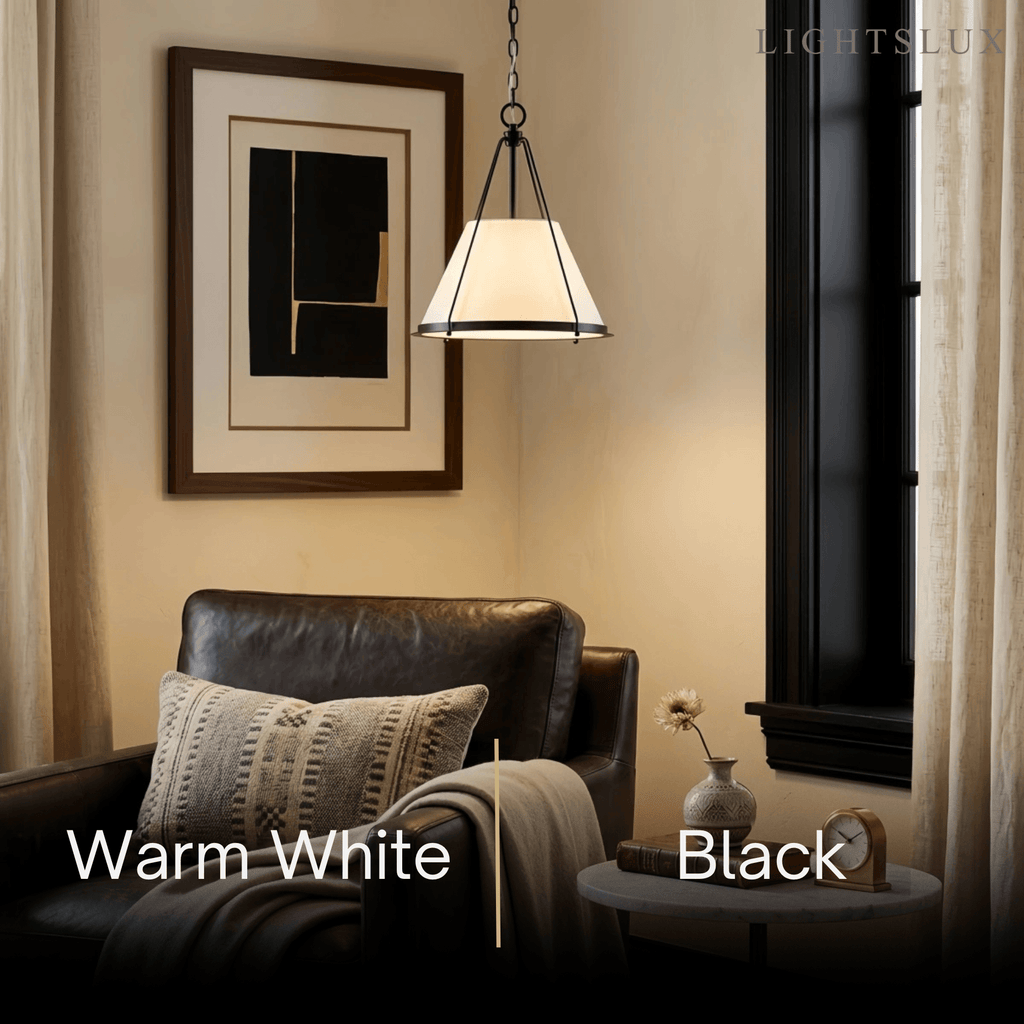 Modern Contemporary Pendant Light -- Fabric & Brass-like Metal for Dining Room - Flindria
