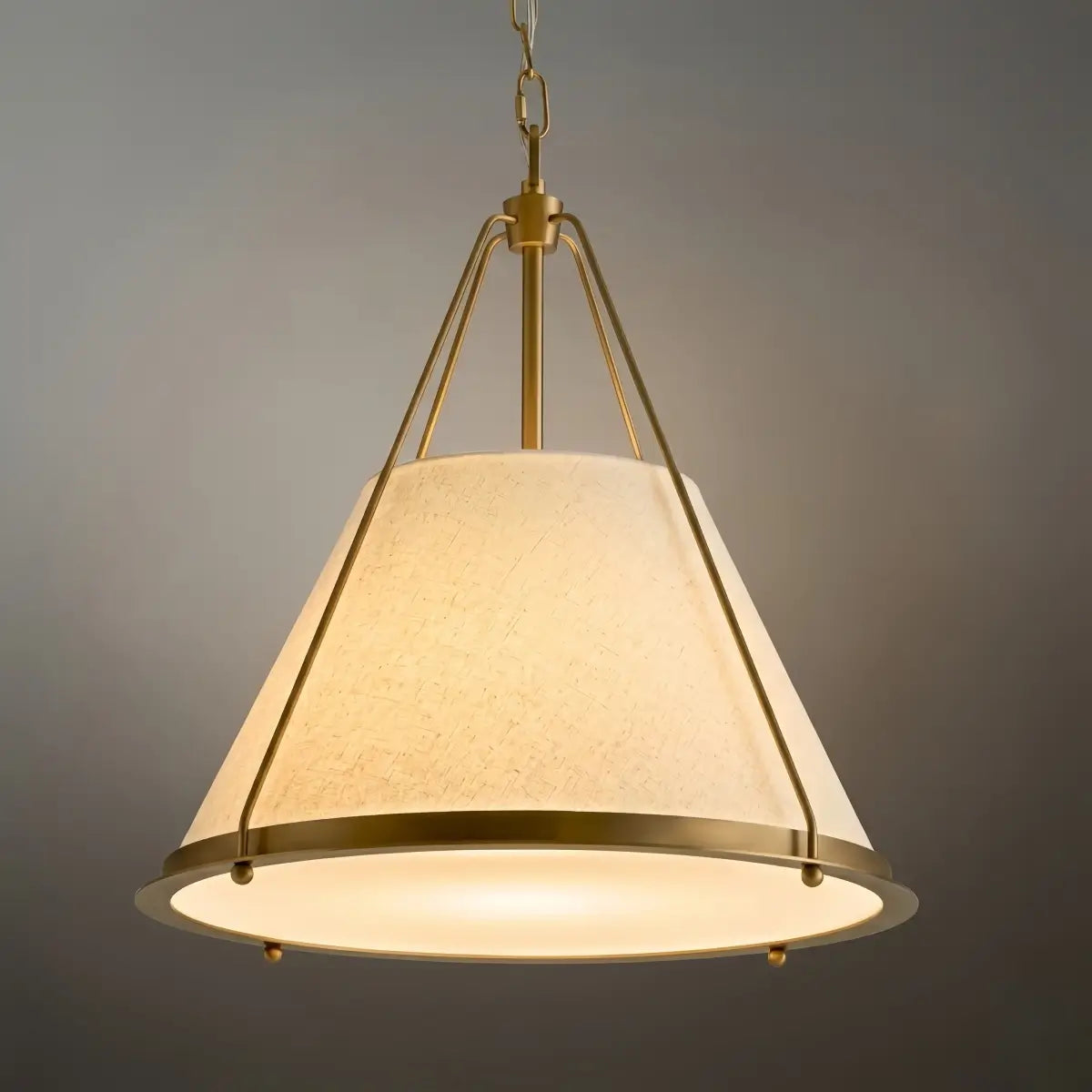 Modern Contemporary Pendant Light -- Fabric & Brass-like Metal for Dining Room - Flindria