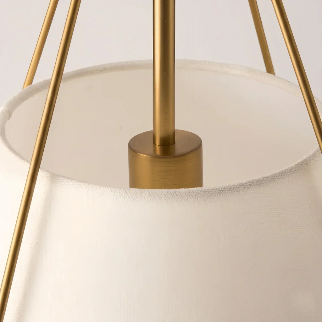 Modern Contemporary Pendant Light -- Fabric & Brass-like Metal for Dining Room - Flindria