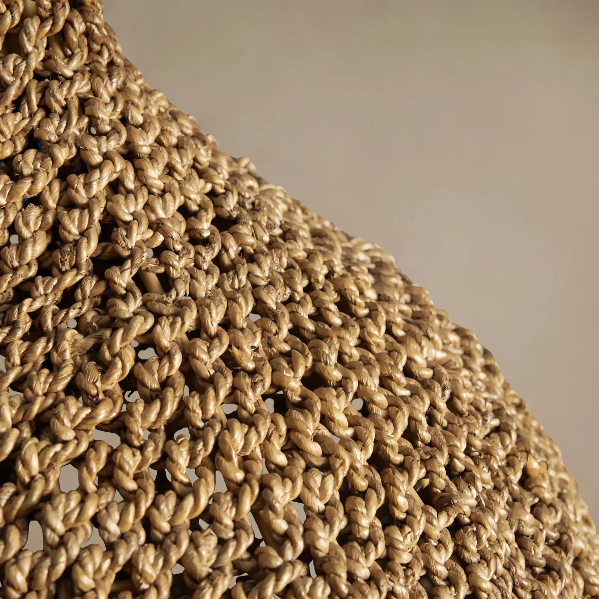 Modern Pendant Light -- Natural  Rope Fiber & Brass Metal Frame - Flindria