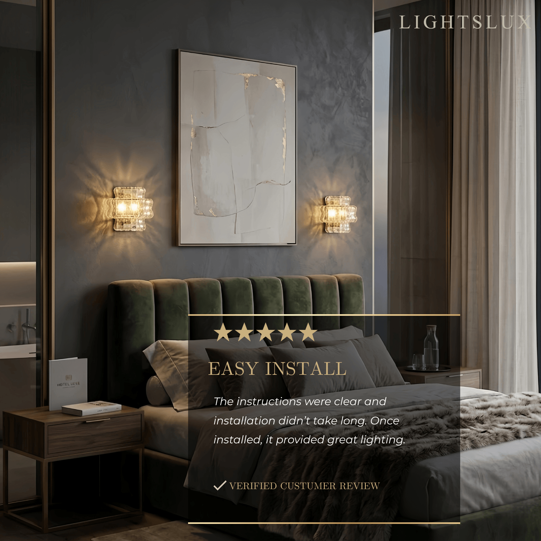 Art Deco Luxury Wall Light– Metal & Glass Antique Brass for Living Room - Flindria
