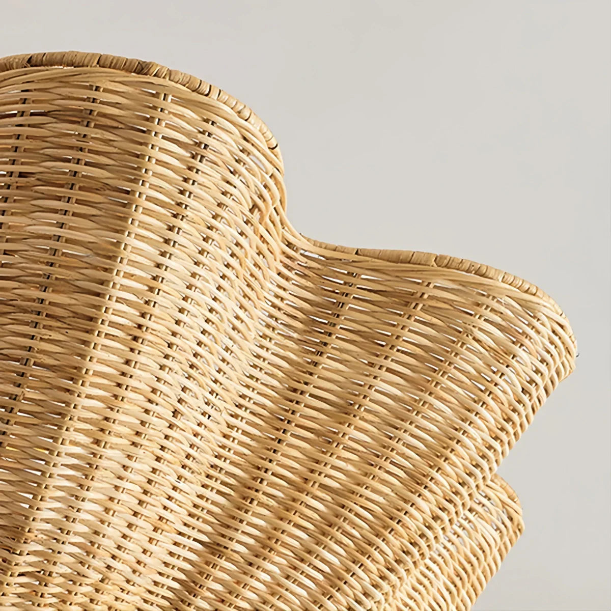 Modern Pendant Light - Scalloped Woven Rattan & Iron for Dining Room - Flindria