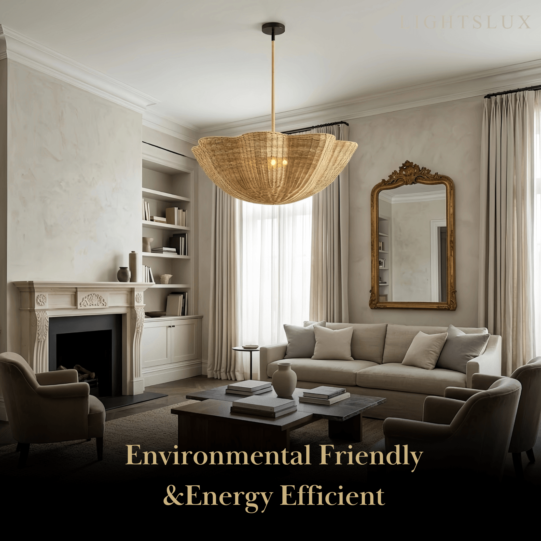 Modern Pendant Light - Scalloped Woven Rattan & Iron for Dining Room - Flindria