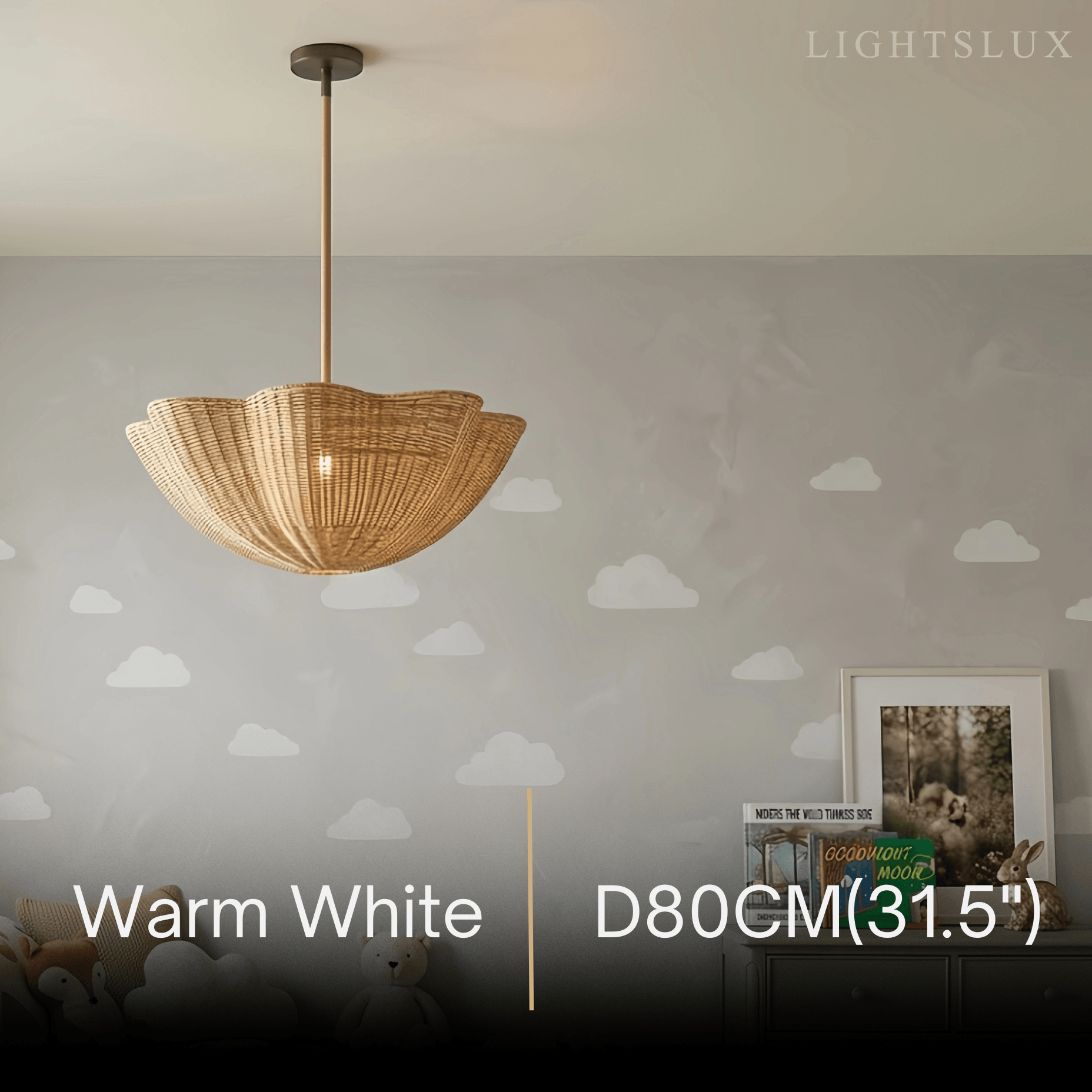 Modern Pendant Light - Scalloped Woven Rattan & Iron for Dining Room - Flindria