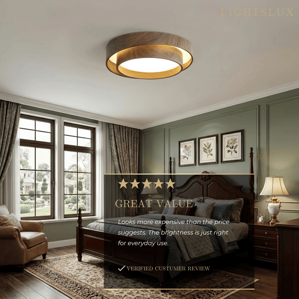 Wabi-Sabi Ceiling Light -- Metal & Acrylic with Walnut Finish for Living Room - Flindria