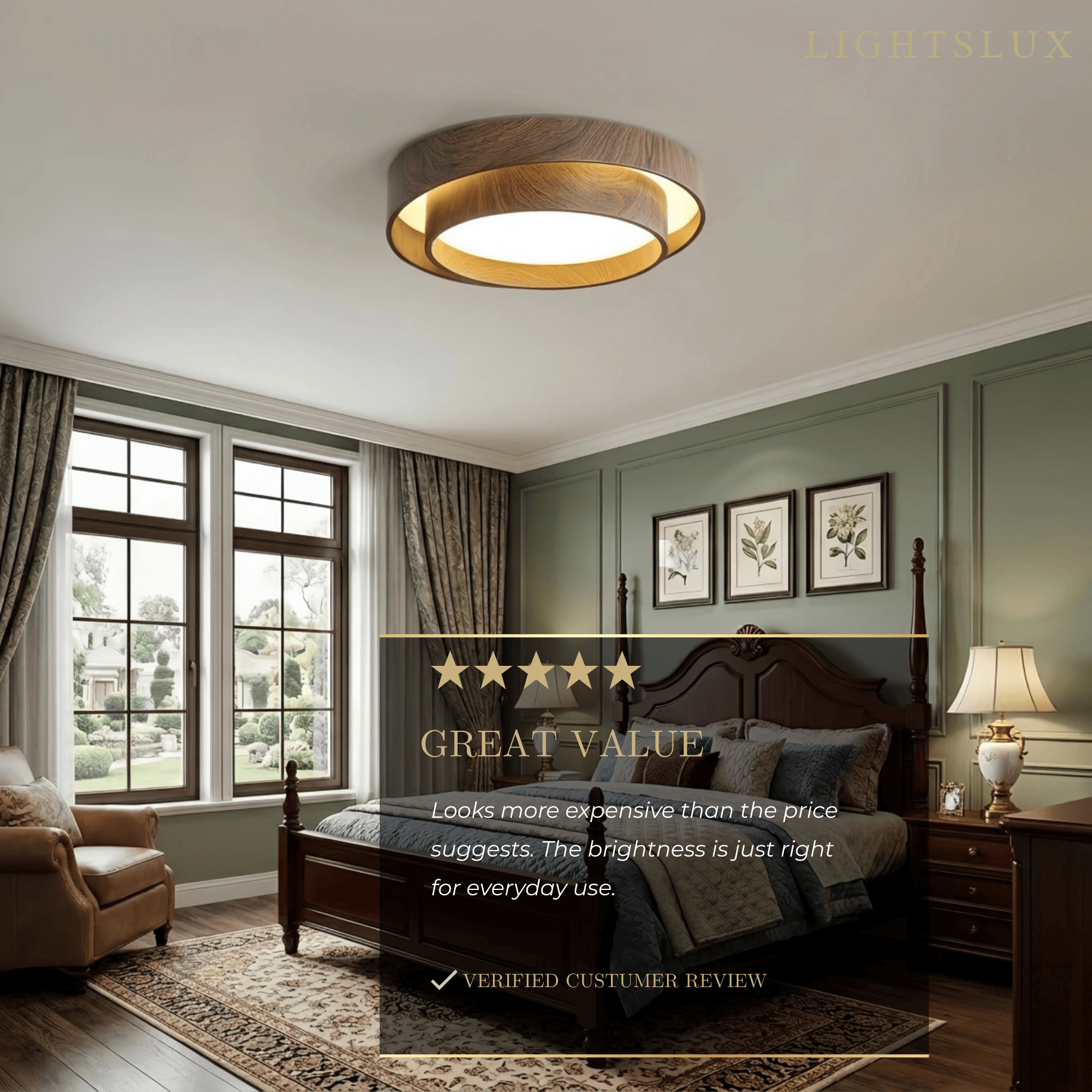 Wabi-Sabi Ceiling Light -- Metal & Acrylic with Walnut Finish for Living Room - Flindria