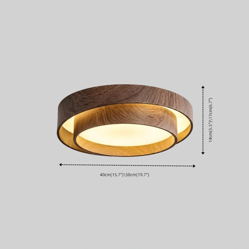 Wabi-Sabi Ceiling Light -- Metal & Acrylic with Walnut Finish for Living Room - Flindria