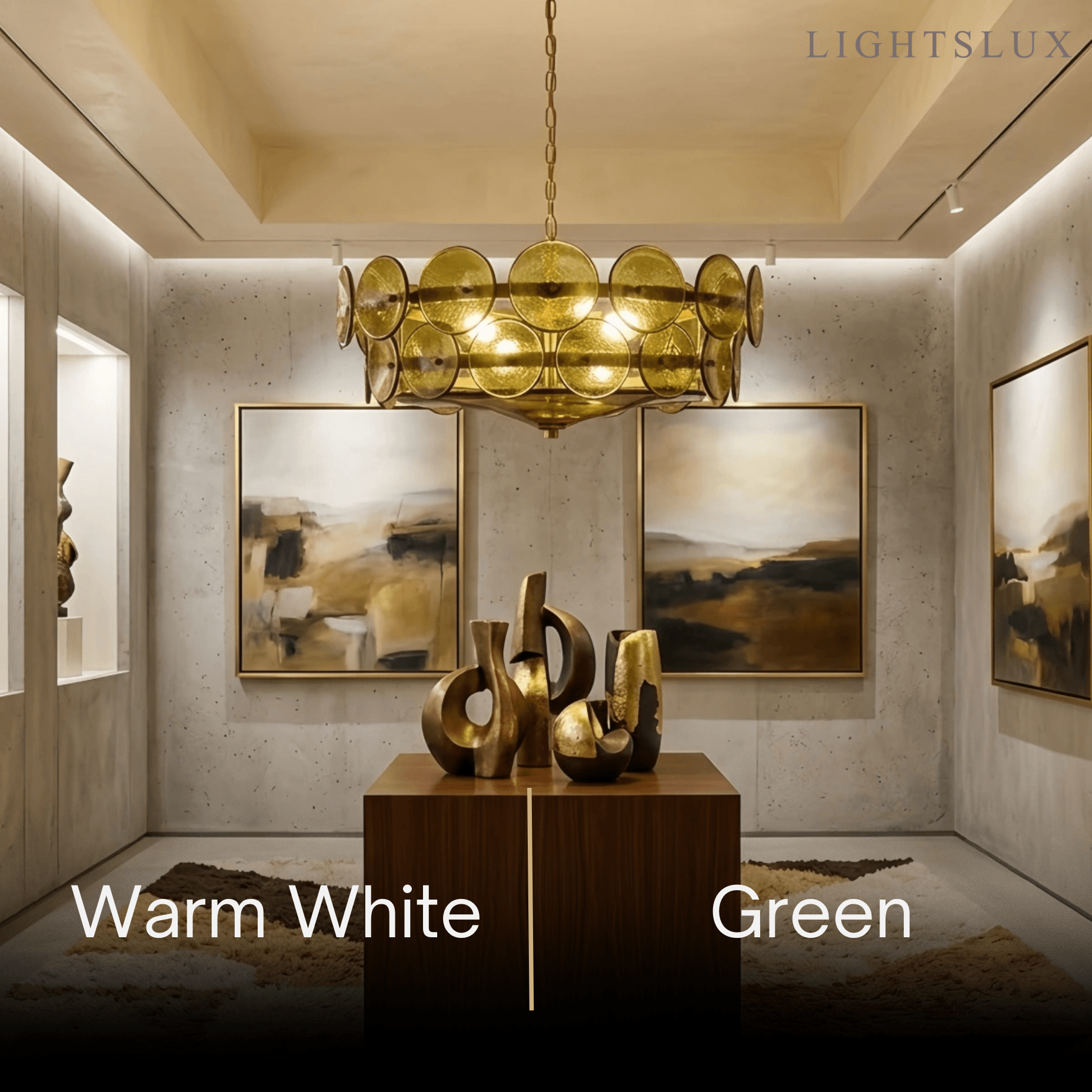Moderne glas lysekrone - orange/grøn/hvid til spisestue - Flindria