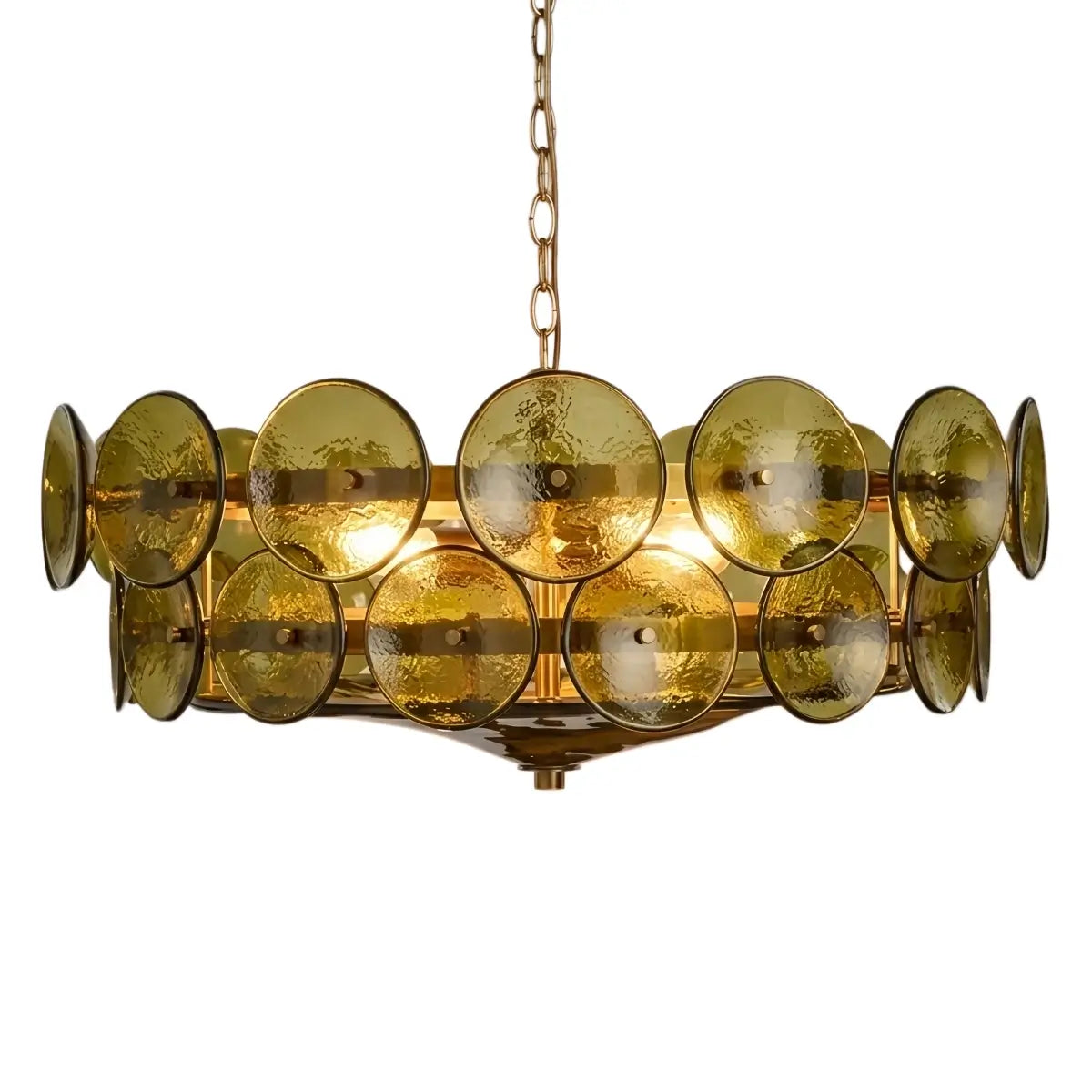 Moderne glas lysekrone - orange/grøn/hvid til spisestue - Flindria