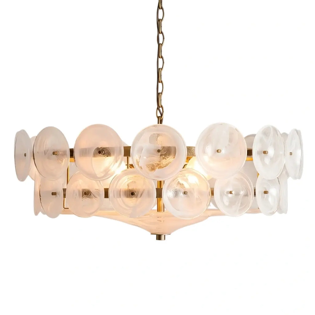 Moderne glas lysekrone - orange/grøn/hvid til spisestue - Flindria