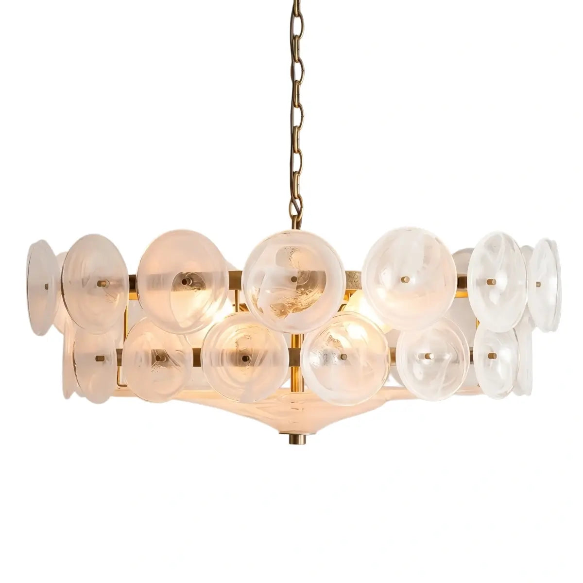Moderne glas lysekrone - orange/grøn/hvid til spisestue - Flindria