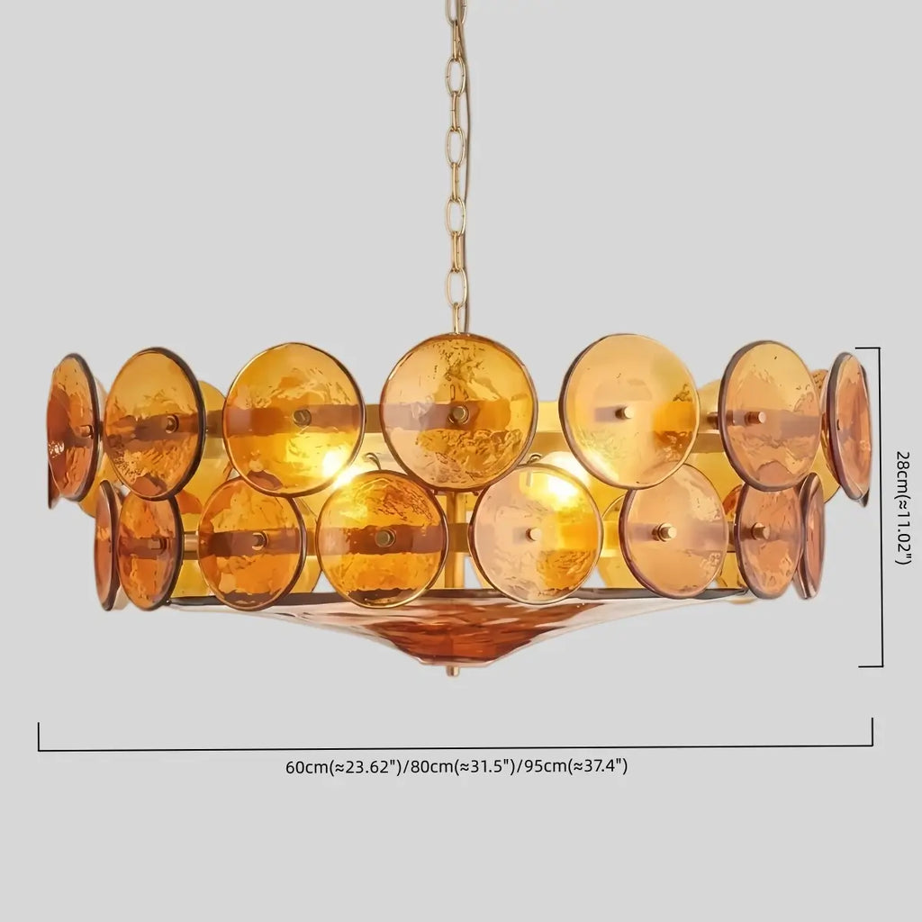 Moderne glas lysekrone - orange/grøn/hvid til spisestue - Flindria