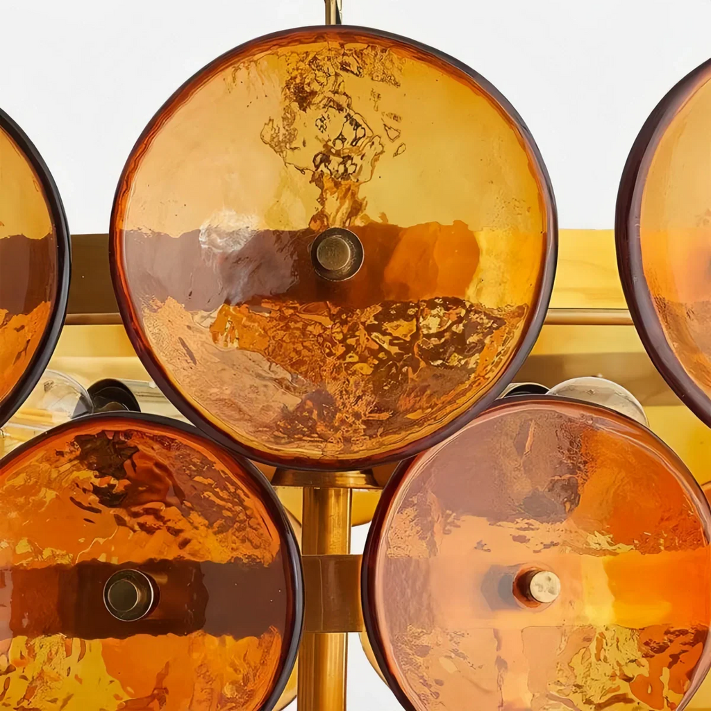Moderne glas lysekrone - orange/grøn/hvid til spisestue - Flindria