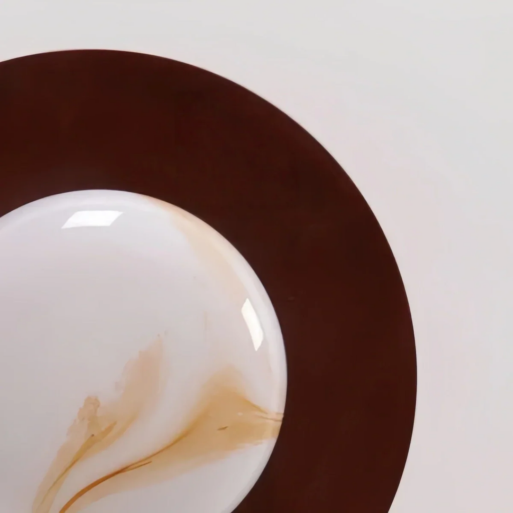 Modern Wood & Alabaster Ceiling Light — Walnut&White for Dining Room - Flindria