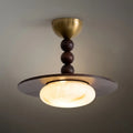 Modern Wood & Alabaster Ceiling Light — Walnut&White for Dining Room - Flindria