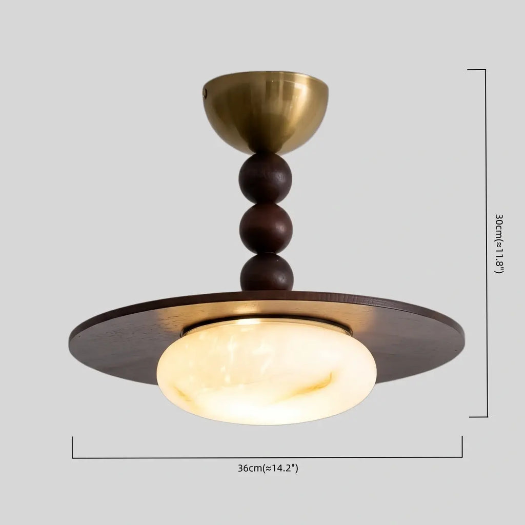 Modern Wood & Alabaster Ceiling Light — Walnut&White for Dining Room - Flindria