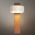 Minimalist Wall Lamp -- Yellow Travertine & Wood for Bedroom - Flindria