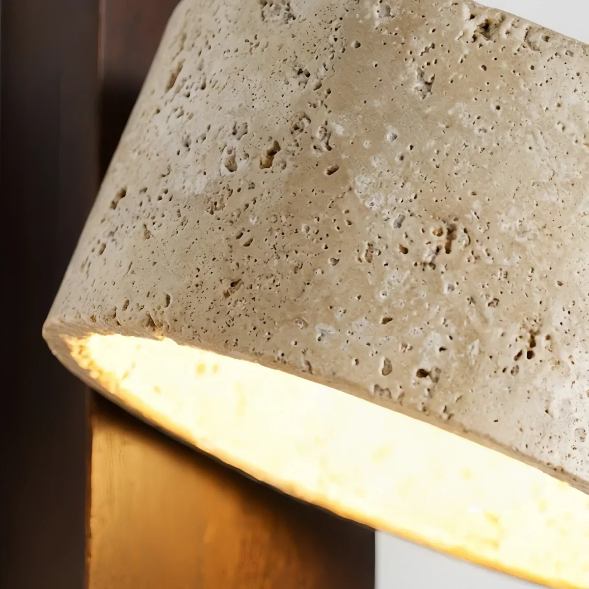 Minimalist Wall Lamp -- Yellow Travertine & Wood for Bedroom - Flindria