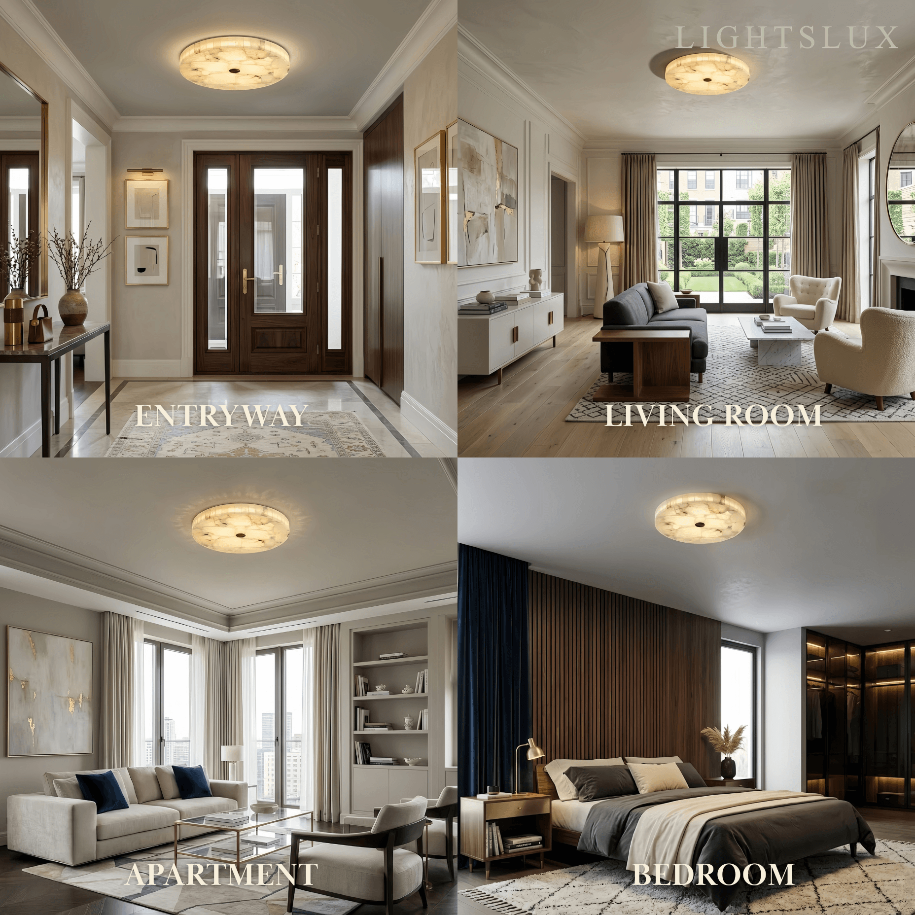 Modern Round Ceiling Light – Alabaster LED for Dining Room - Flindria