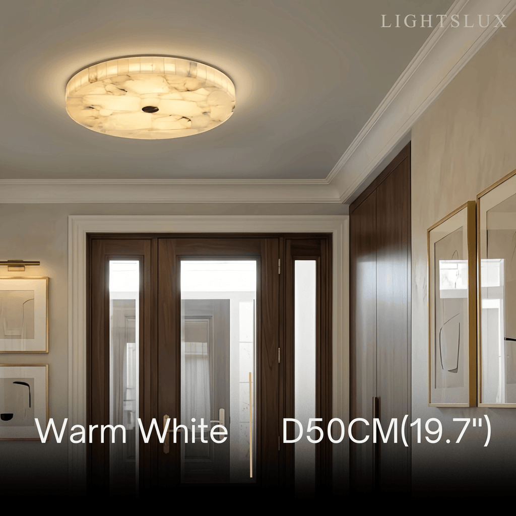 Modern Round Ceiling Light – Alabaster LED for Dining Room - Flindria
