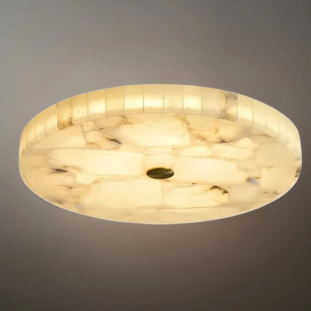 Modern Round Ceiling Light – Alabaster LED for Dining Room - Flindria