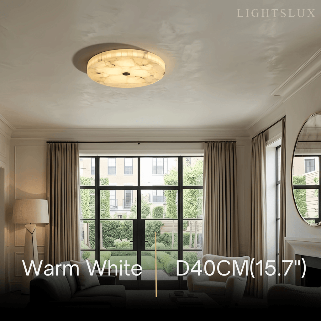 Modern Round Ceiling Light – Alabaster LED for Dining Room - Flindria