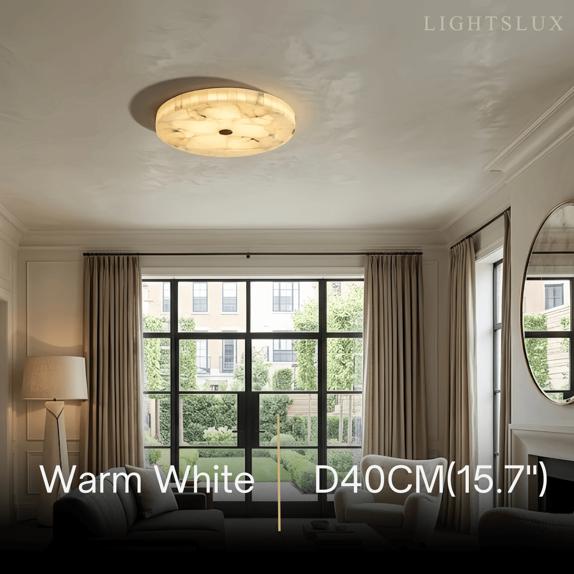 Modern Round Ceiling Light – Alabaster LED for Dining Room - Flindria