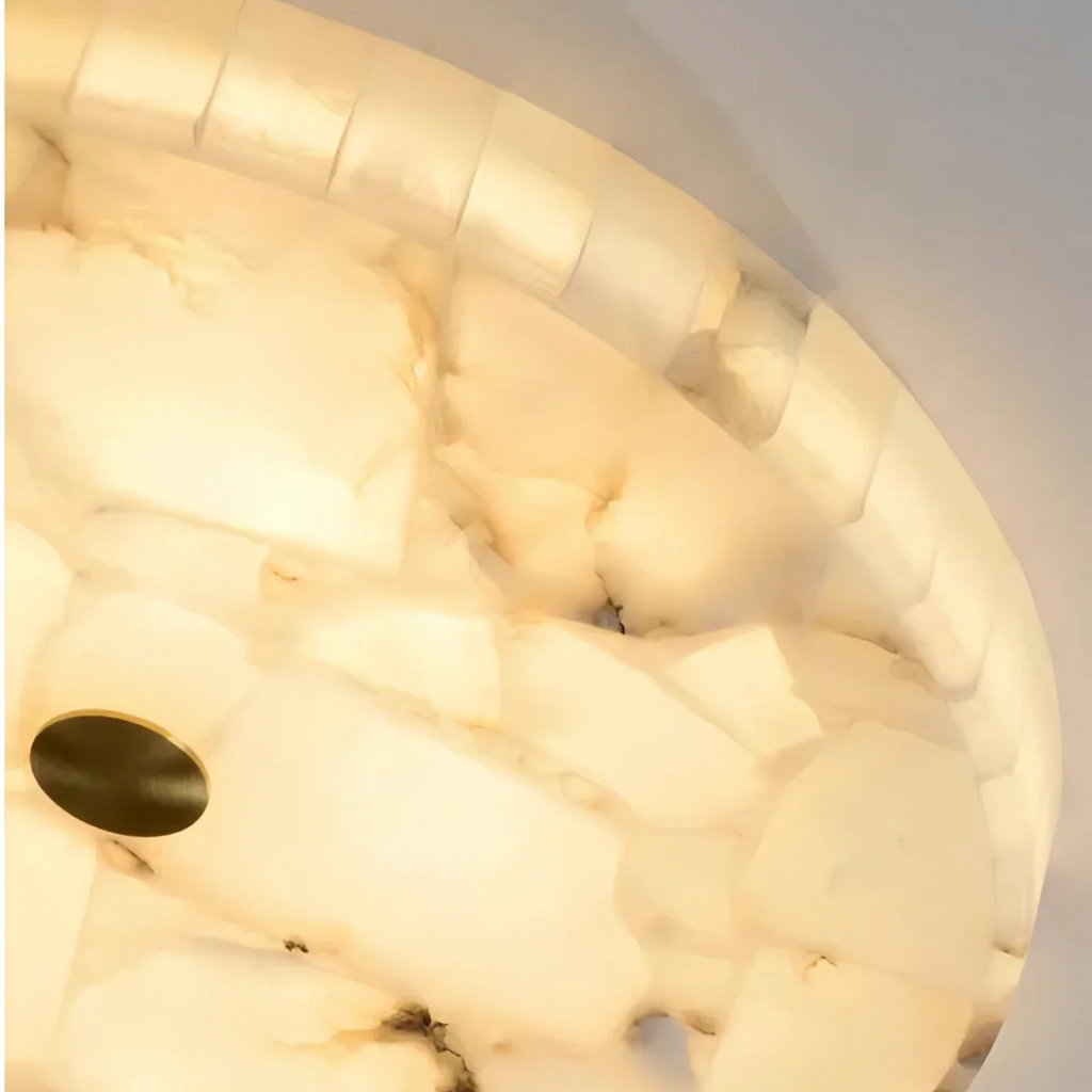 Modern Round Ceiling Light – Alabaster LED for Dining Room - Flindria