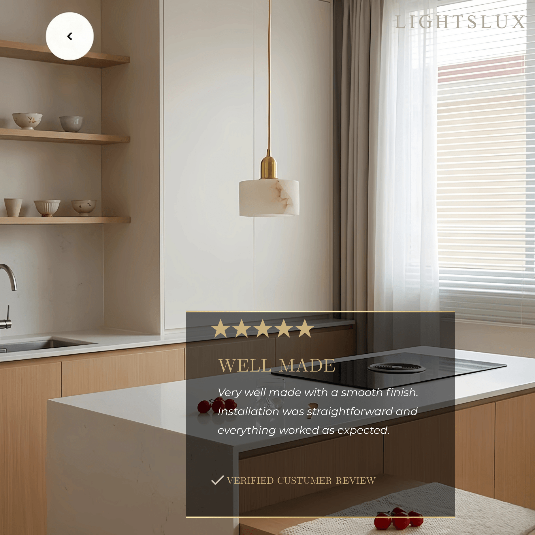 Modern Alabaster Pendant Light -Brass & White for Dining Room - Flindria