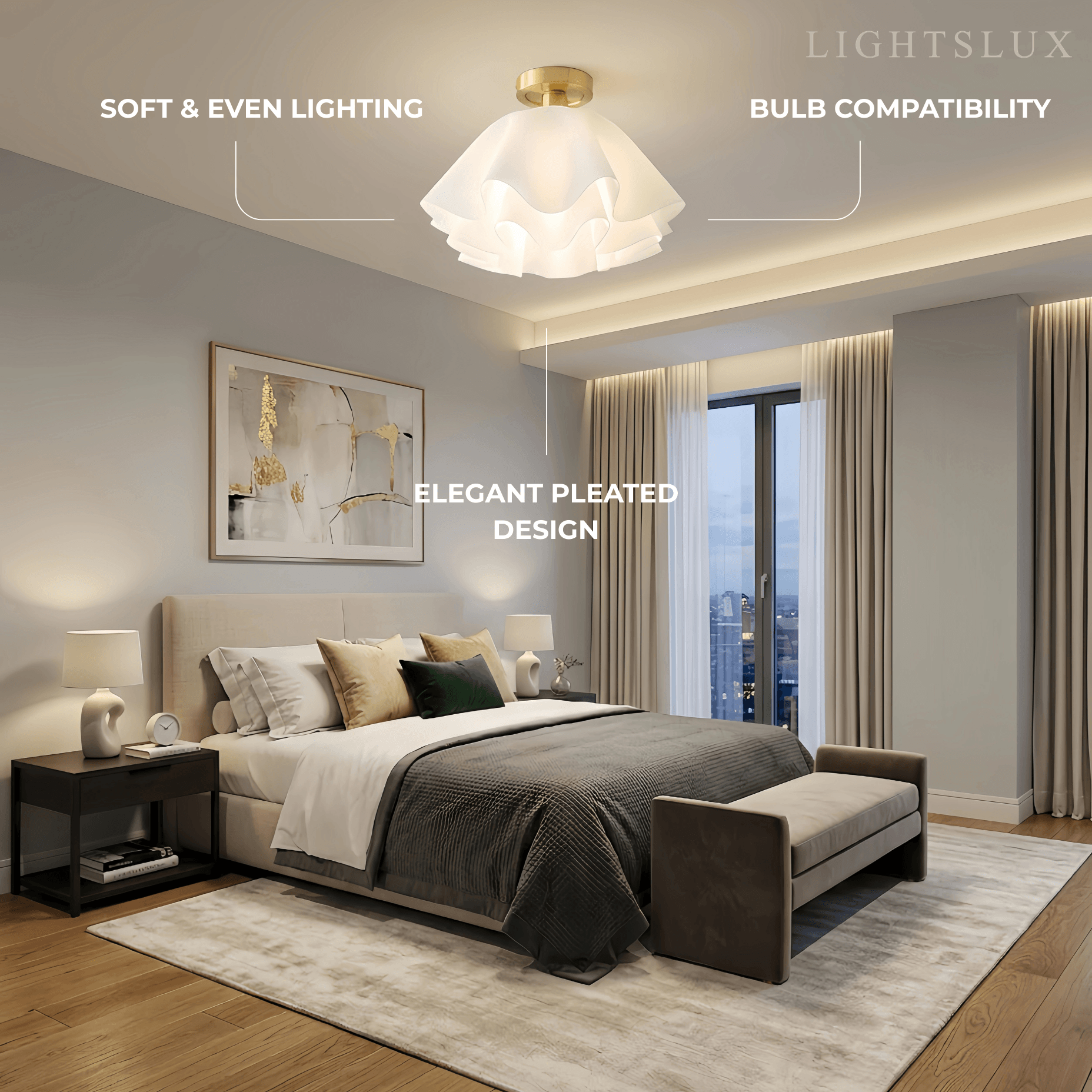 Modern Flower-Shape Ceiling Light — Acrylic & Metal for Living Room - Flindria