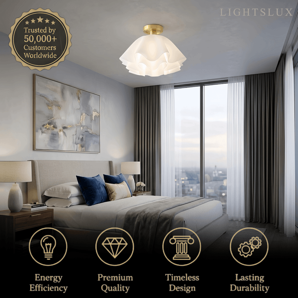 Modern Flower-Shape Ceiling Light — Acrylic & Metal for Living Room - Flindria