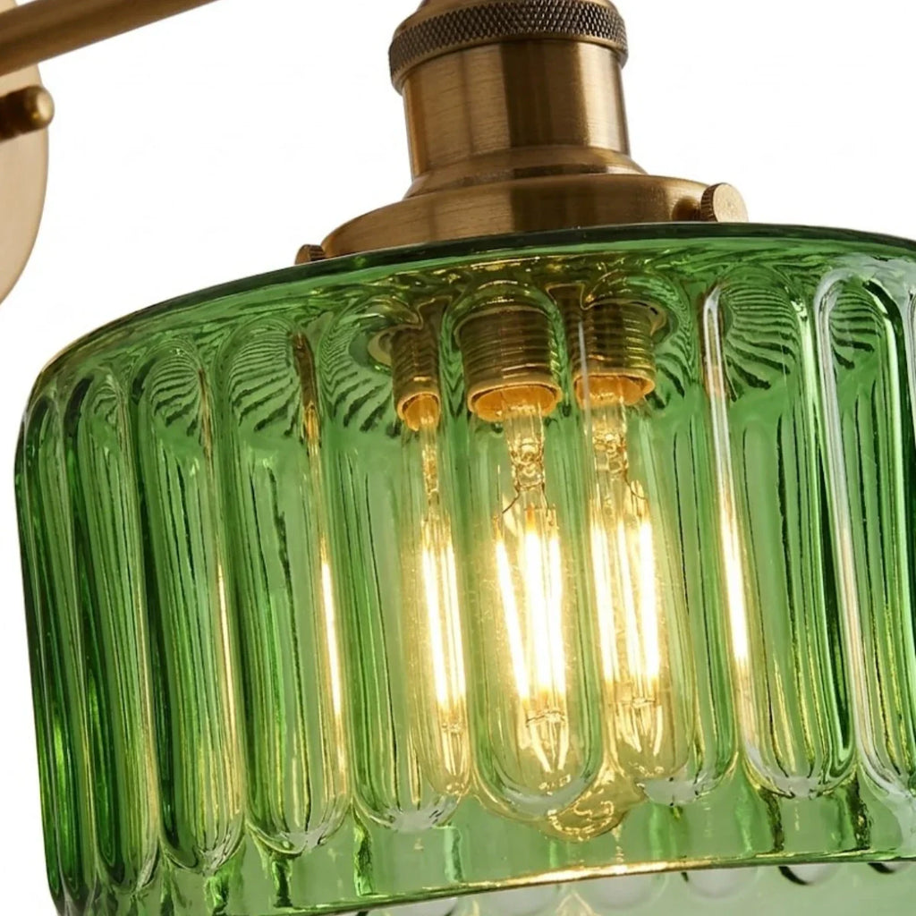 Vintage Brass Wall Lamp — Glass Shade with Pull Chain for Living Room - Flindria