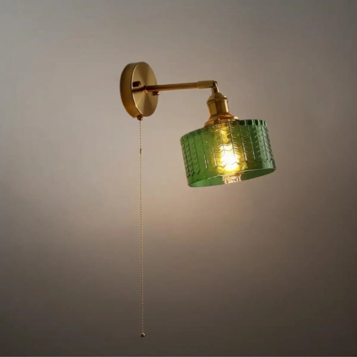 vintage mässingsvägglampa - glasskärm med dragkedja för vardagsrum - Flindria