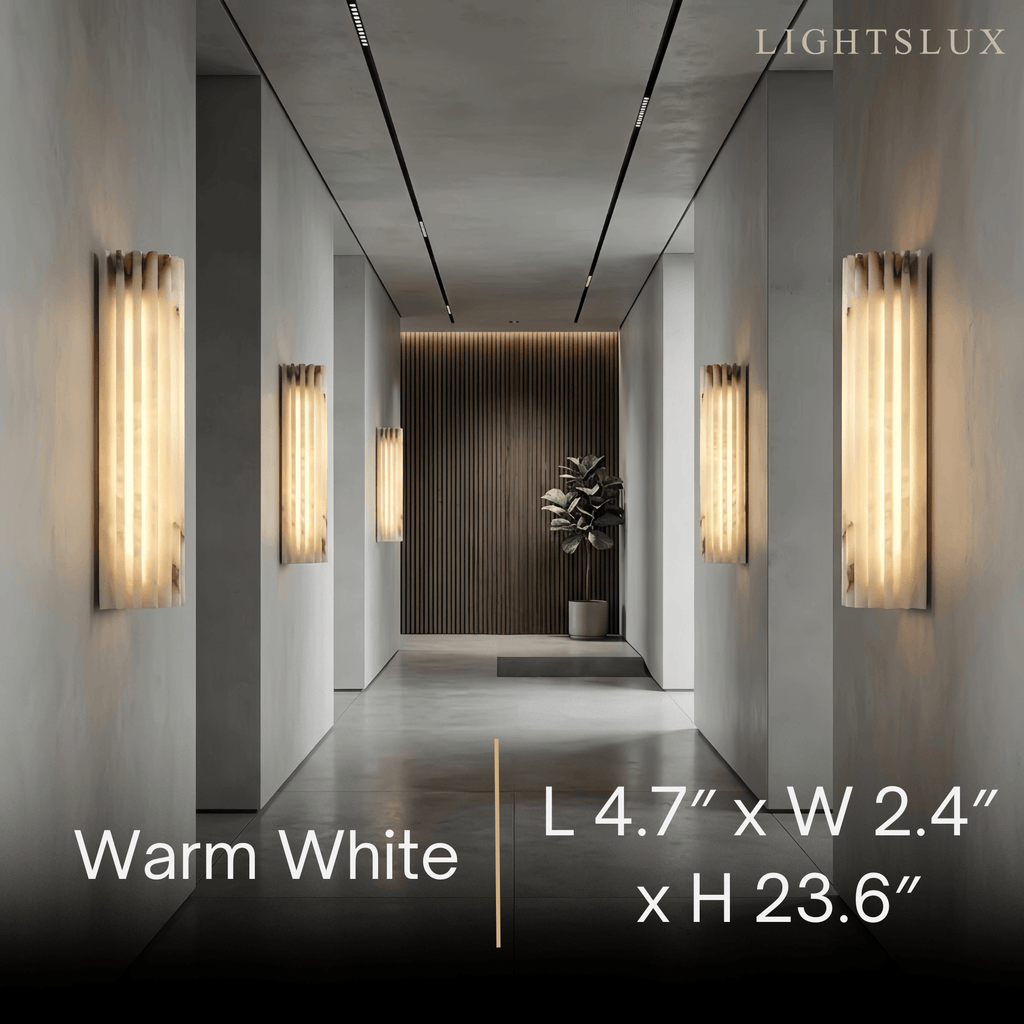 Modern Alabaster Wall Light — White for Living Room - Flindria