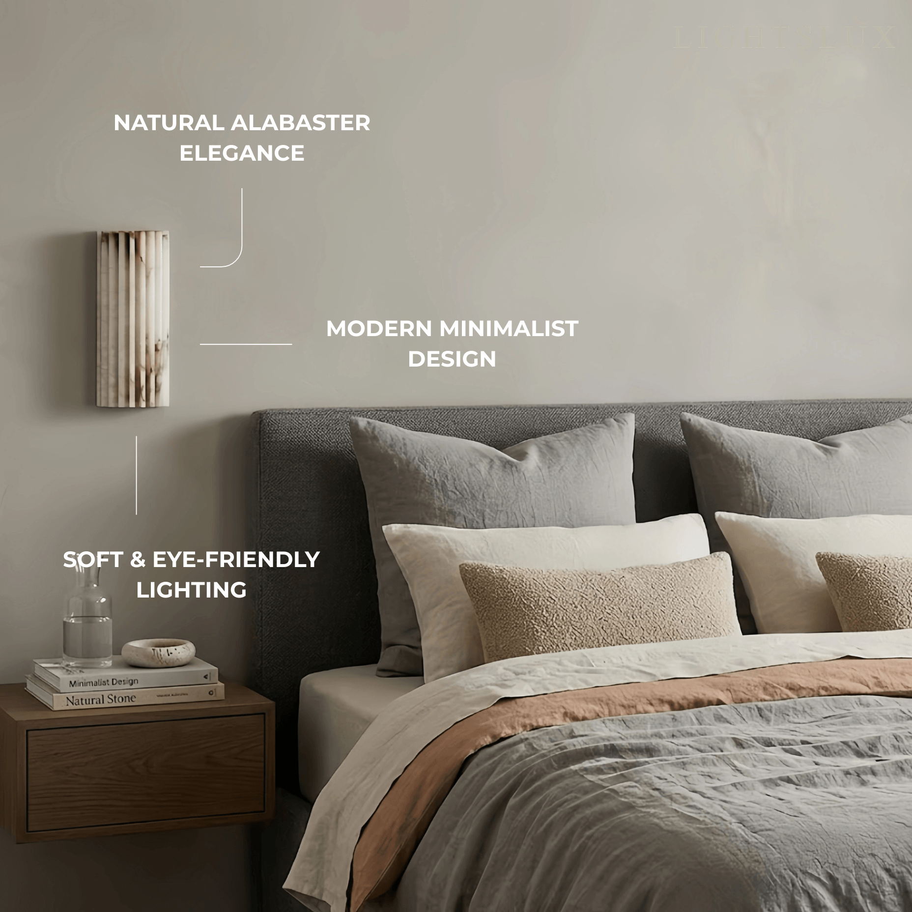 Modern Alabaster Wall Light — White for Living Room - Flindria