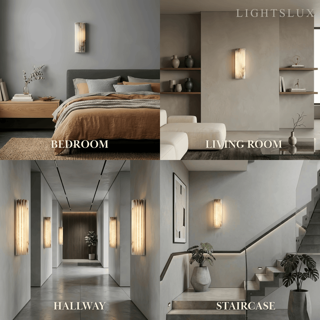 Modern Alabaster Wall Light — White for Living Room - Flindria