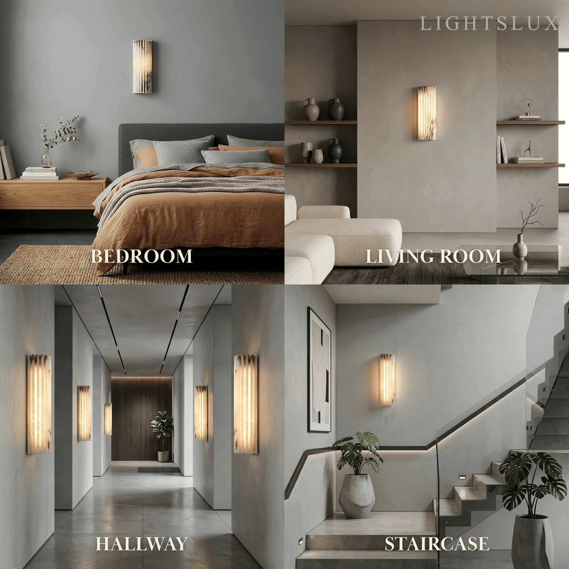 Modern Alabaster Wall Light — White for Living Room - Flindria