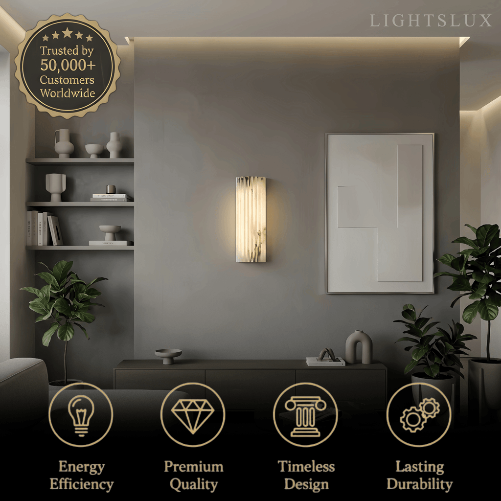 Modern Alabaster Wall Light — White for Living Room - Flindria