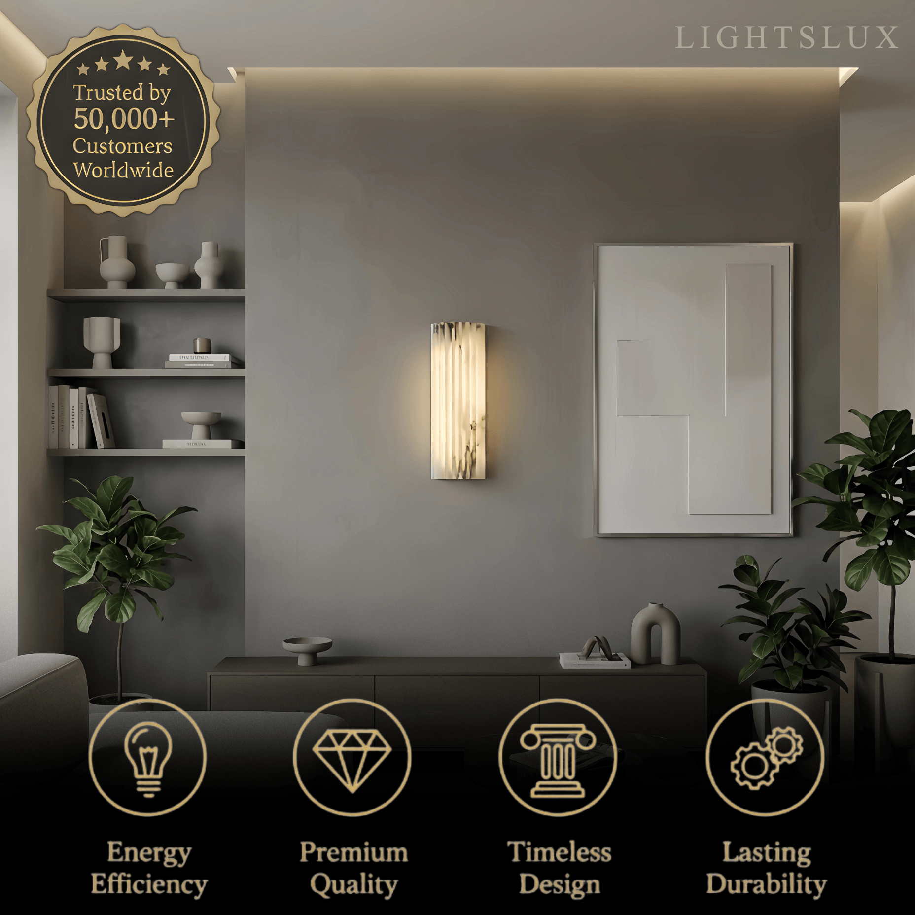 Modern Alabaster Wall Light — White for Living Room - Flindria