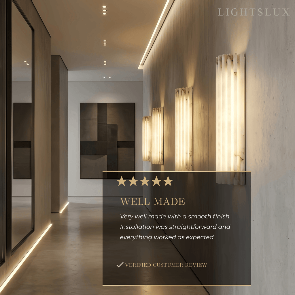 Modern Alabaster Wall Light — White for Living Room - Flindria